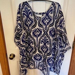 Chico’s Top Linen Ikat Print Size L/XL